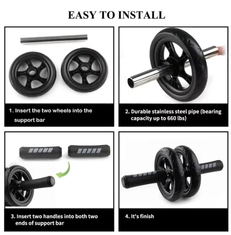 AB Roller Wheel with Knee Pad and Resistance Bands for Comprehensive Core Workout