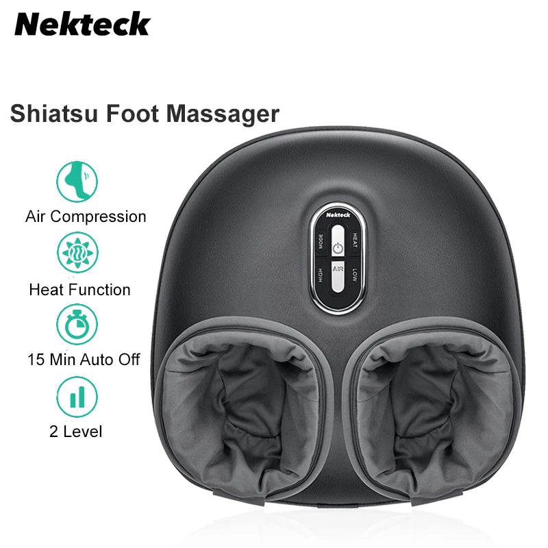 Foot Massager Electric Machine Air Compression Heating Therapy Shiatsu Knead Roller Muscle Relaxation Pain Relief