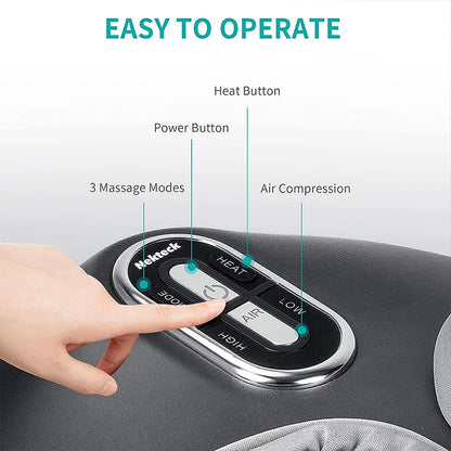Foot Massager Electric Machine Air Compression Heating Therapy Shiatsu Knead Roller Muscle Relaxation Pain Relief